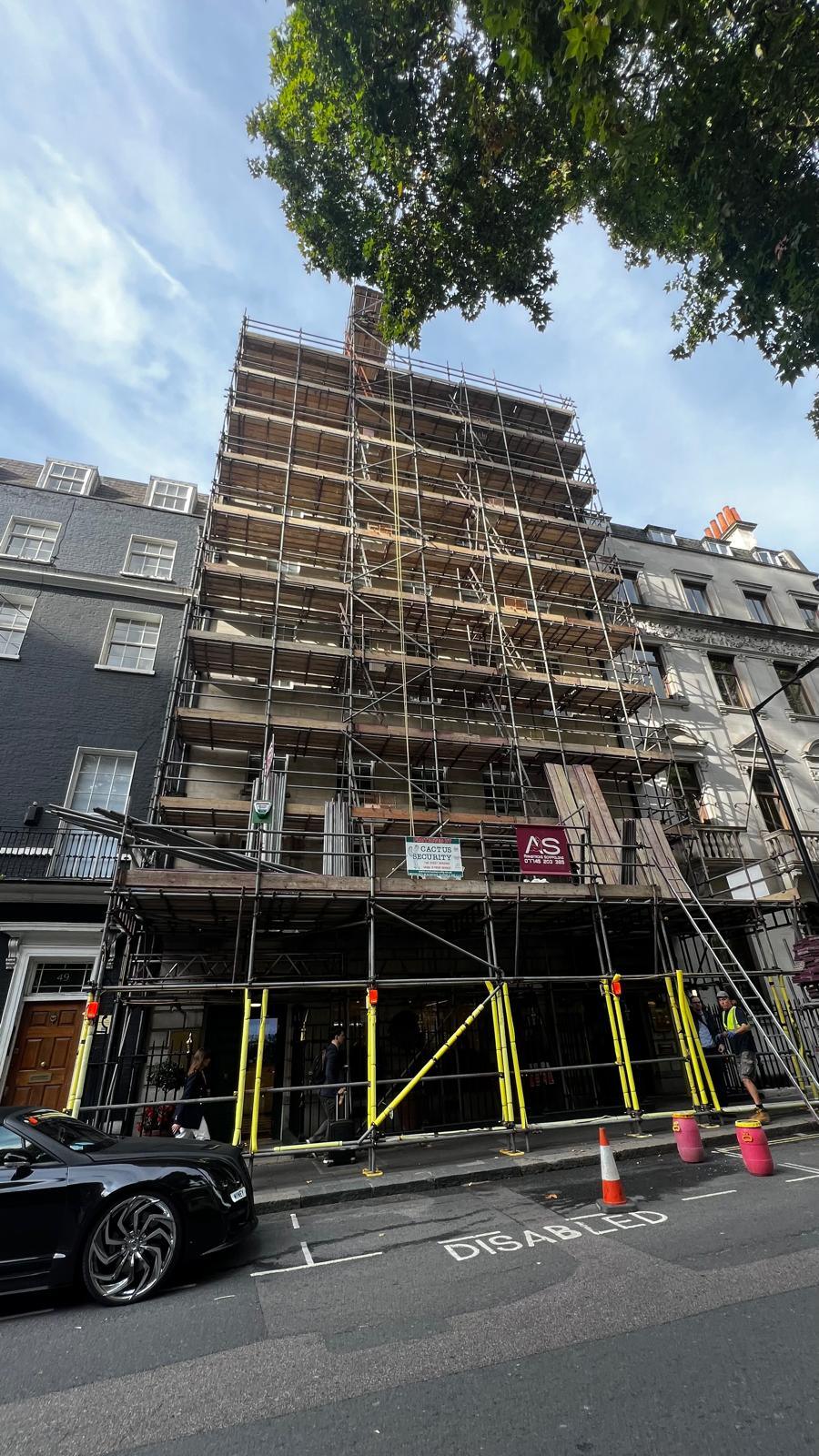 Designed Scaffold, Berkeley Square - Armstrong Scaffolding Armstrong Scaffolding designed scaffold structure for a building refurbishment on Berkeley Square, Mayfair